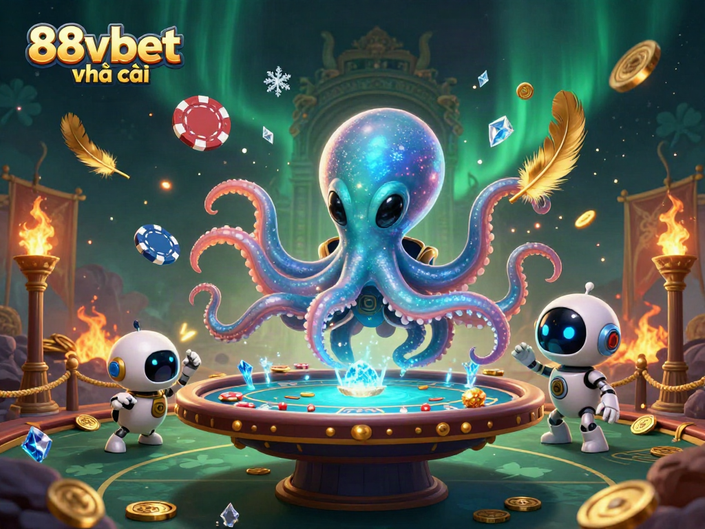 Experience the thrill at 88vbet nhà cái with an otherworldly poker scene featuring an alien octopus.