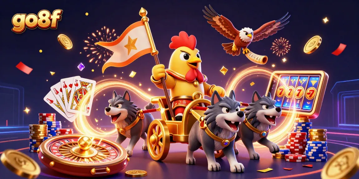 Spin and win with go8f in a vibrant casino adventure scene full of action and excitement.