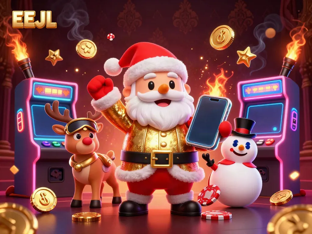 Spin to win at EEJL with Santa and friends in a vibrant casino adventure!