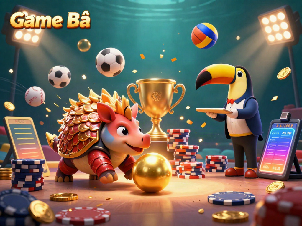 Experience thrilling Game Bài action as rival pangolins roll golden balls through poker chips.