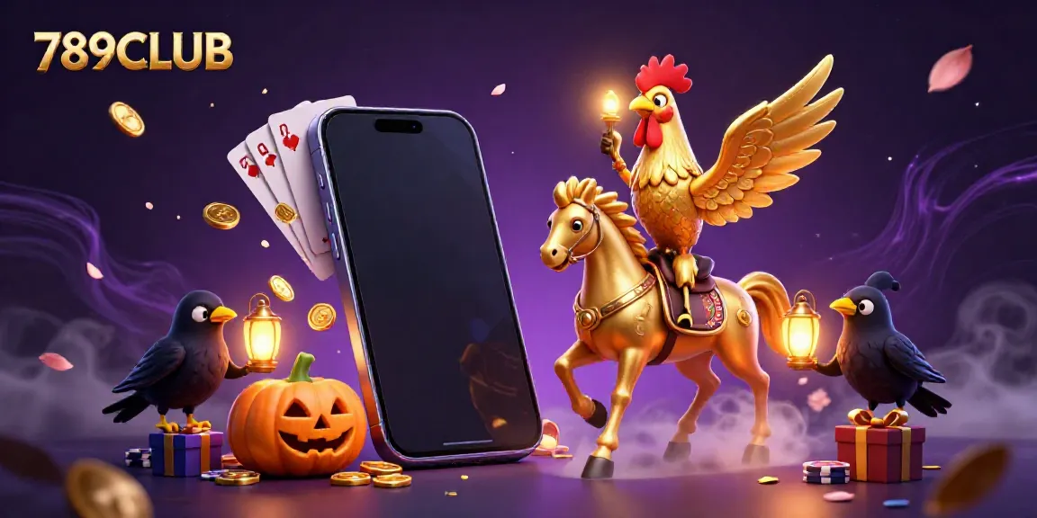 Explore the vibrant 789CLUB adventure with a headless rooster and friends in a mystical casino scene.