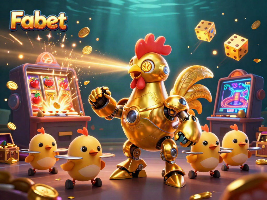 Experience exciting gameplay at Fabet with a futuristic casino atmosphere, featuring vivid characters and vibrant gaming elements.