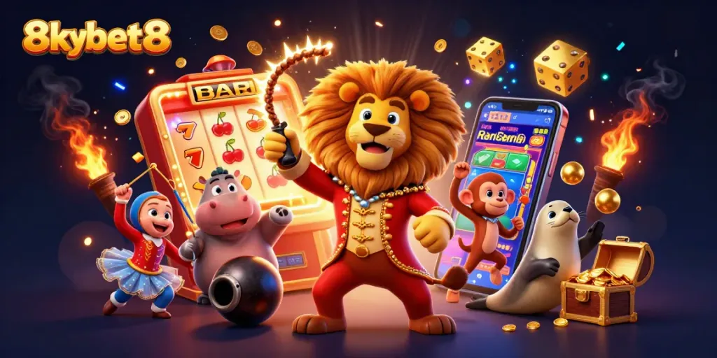 Experience the vibrant energy of 8xbet8 as characters engage in thrilling casino activities amid dazzling rewards!