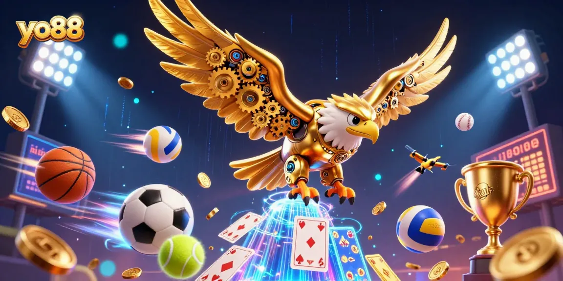 Engage with dynamic sports action featuring yo88 in a lively gambling scene of animated 3D characters.