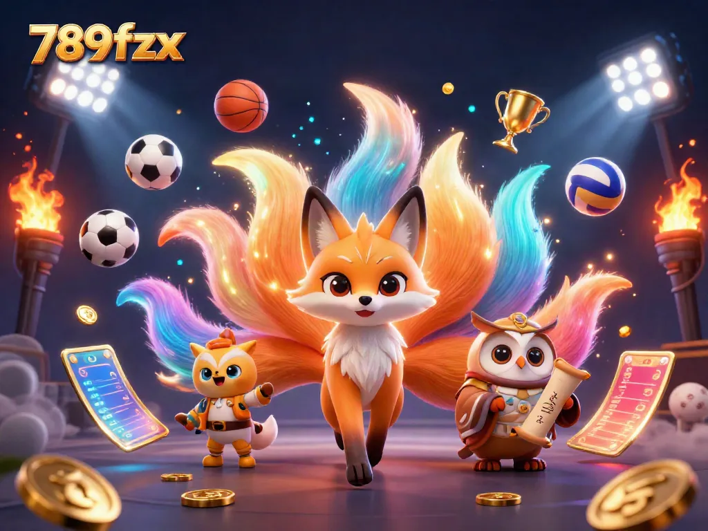 Experience the dynamic world of 789fzx, where a nine-tailed fox spirit and wise owl sage celebrate thrilling sports betting.