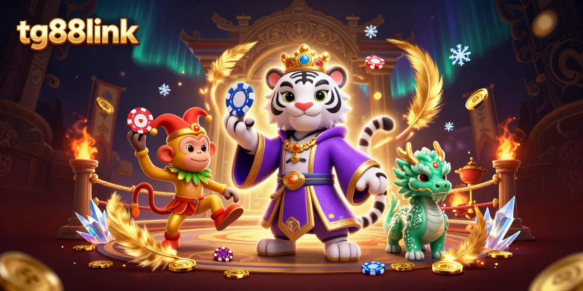 Engage with tg88link's exciting casino adventures featuring a tiger, monkey, and jade dragon