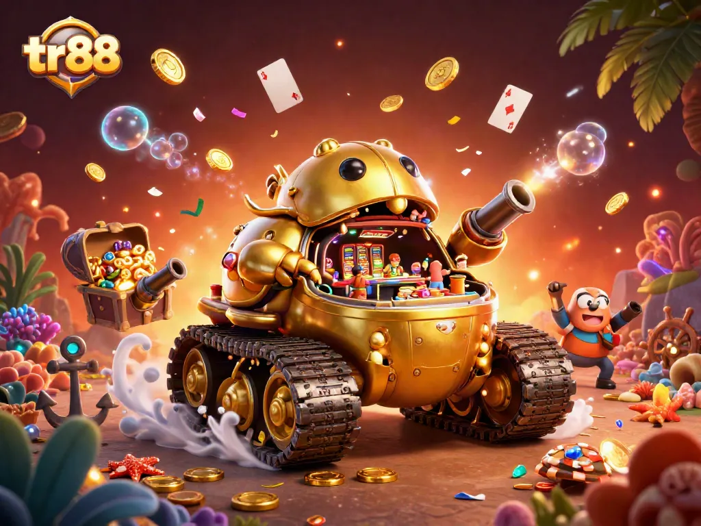 Engage in thrilling gaming at tr 88: mini casino scene with a dynamic golden beetle tank.