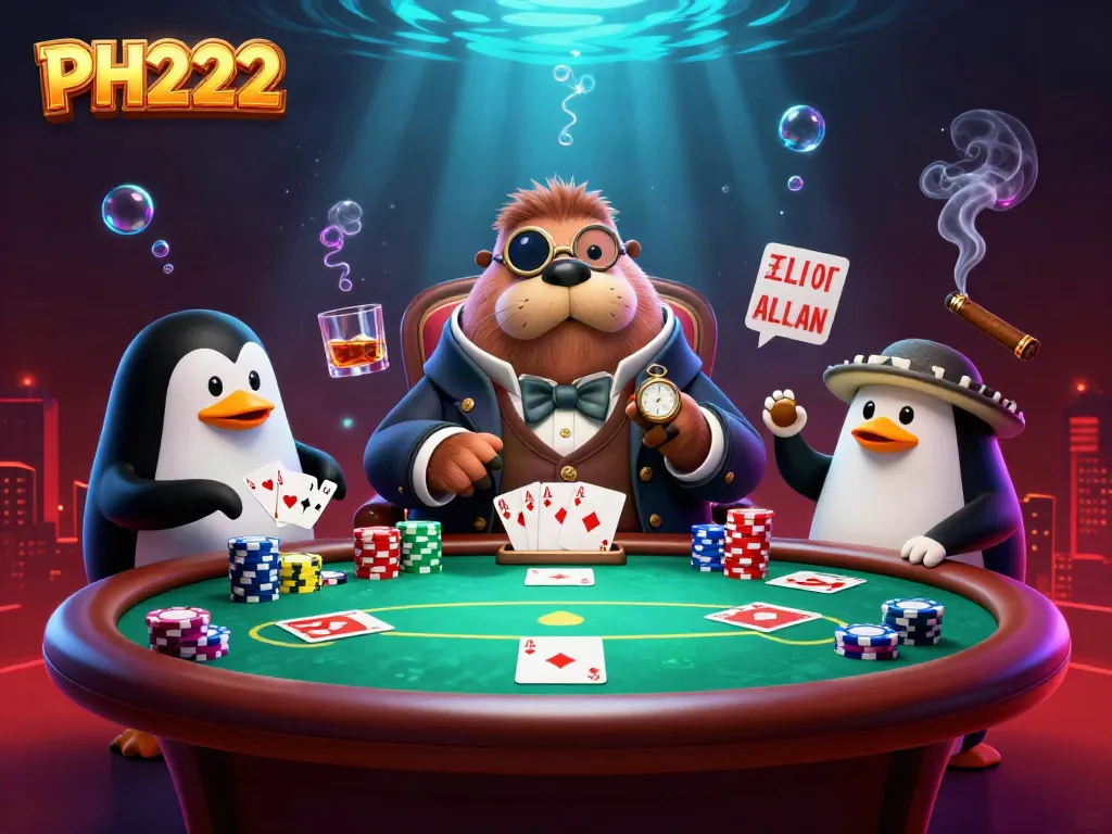 Experience excitement at PH222 with a bluffy pufferfish in a thrilling poker game.