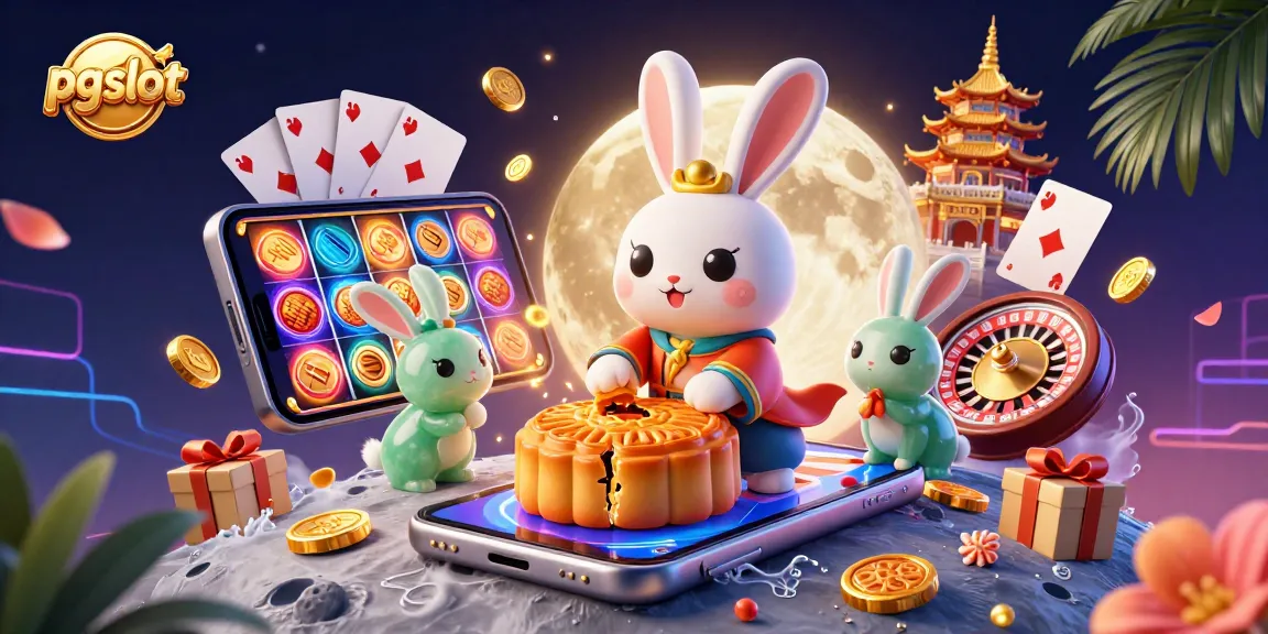 Experience exciting pg slot games with a vibrant 3D illustration of gambling elements and characters.