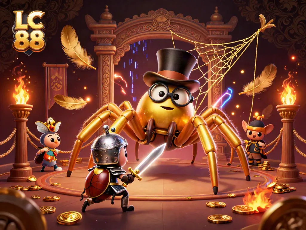 LC 88 captures players in a vibrant casino scene with a golden tarantula and beetle knight.
