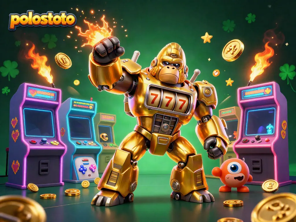 Experience excitement at polostoto as a golden gorilla mech embodies dynamic winning with slots and coins.