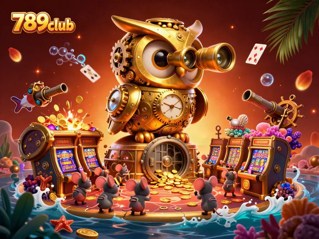 Immerse in 789club gaming with a whimsical casino scene featuring vibrant characters and elements.
