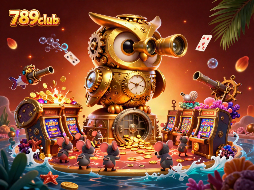 Immerse in 789club gaming with a whimsical casino scene featuring vibrant characters and elements.