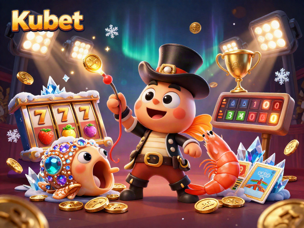 Kubet slots and casino action come alive in an ultra-detailed 3D illustration featuring anglerfish, pirate shrimp, and gem snail.