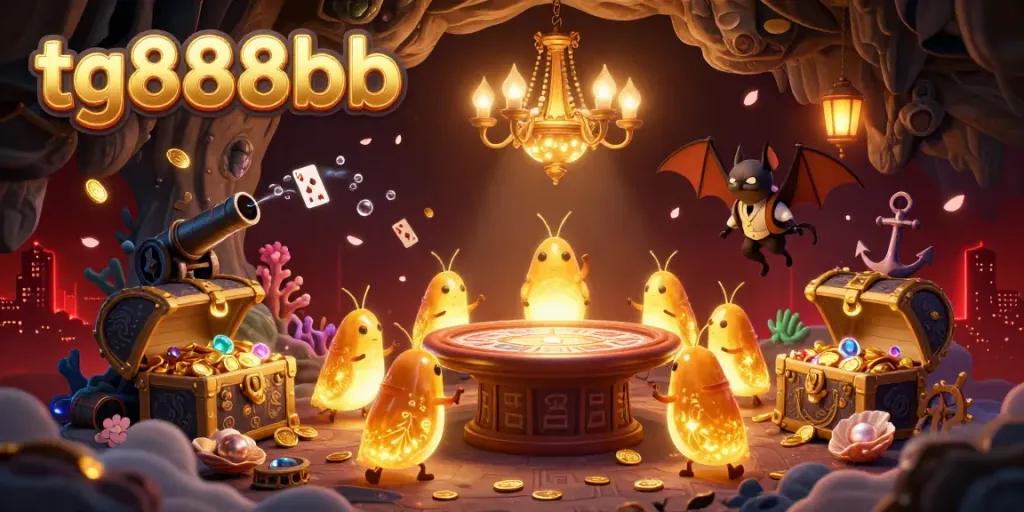 Experience the thrilling excitement of tg888bb in a vibrant casino illuminated by glowing glowworms.