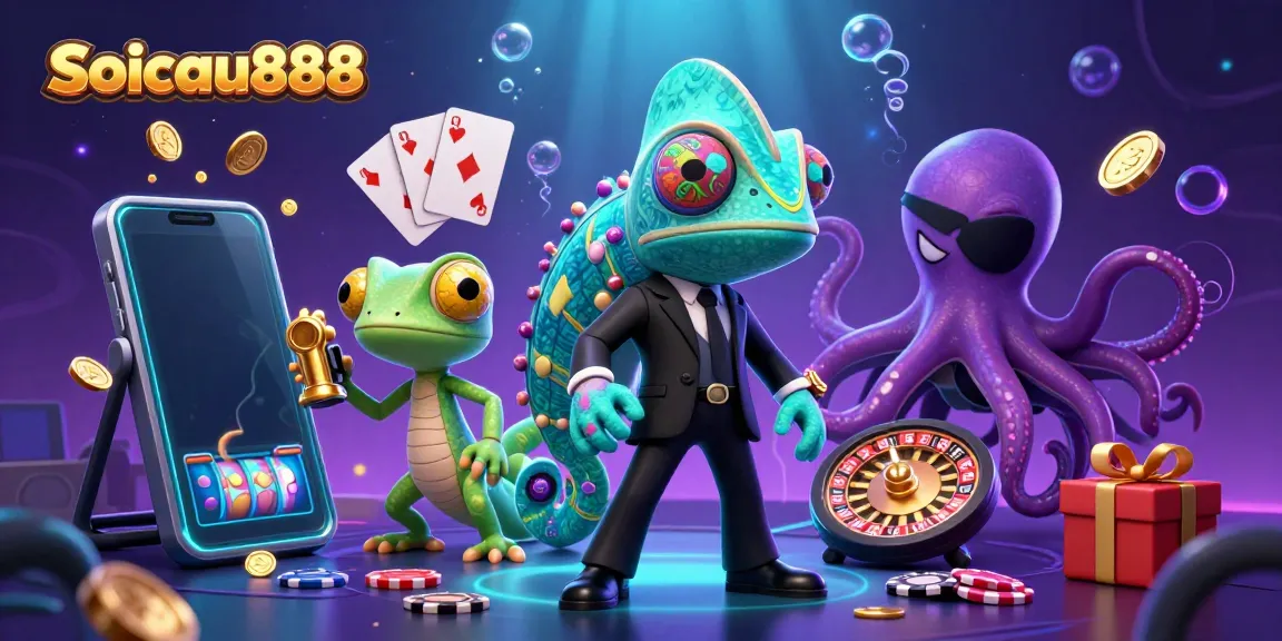 Experience the thrilling world of soicau888 with a vibrant 3D cartoon scene full of gaming action.