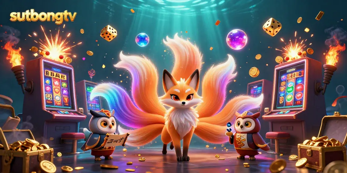 Experience the thrill of sutbongtv with magical elements and casino symbols in vibrant colors.