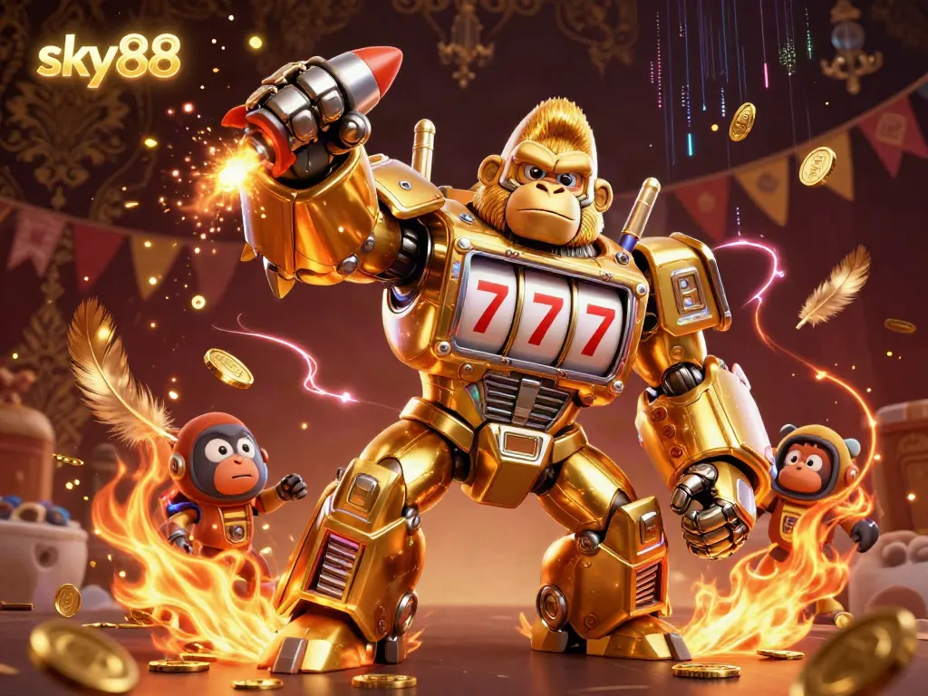 Experience exciting wins with the sky88 golden gorilla mech transforming casino action.