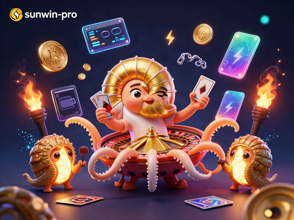 Experience thrilling gameplay with sunwin-pro's vibrant 3D casino scene showcasing crypto elements.