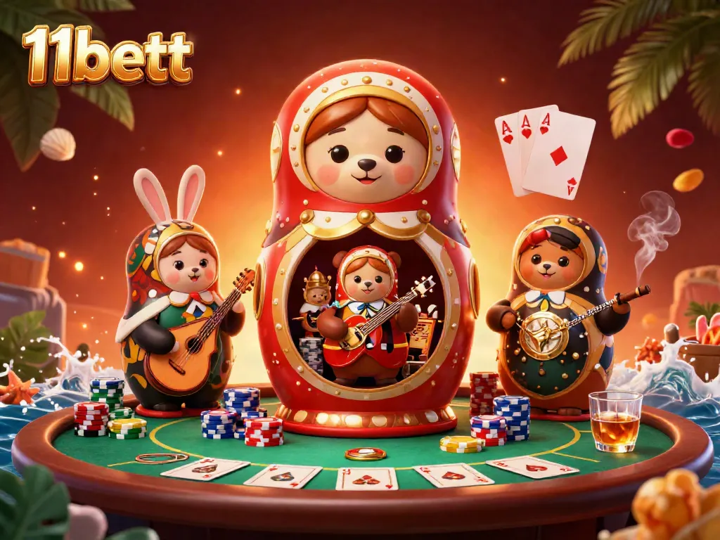 Experience thrilling gaming at 11bett with vibrant casino elements and engaging characters.