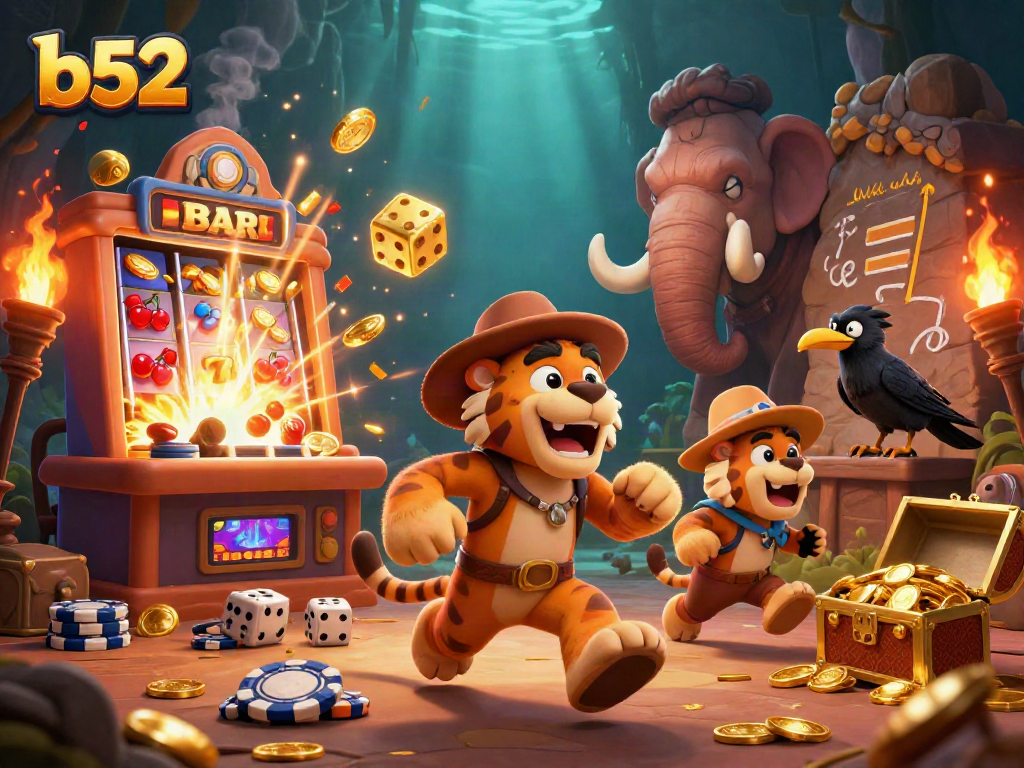 Play the exciting b52 casino game with animated characters and vibrant jackpot action!