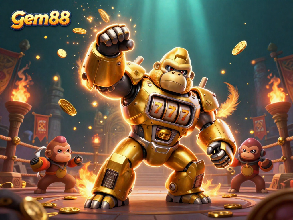 Gem88's exclusive 3D illustration showcases thrilling gameplay with vibrant characters in action.